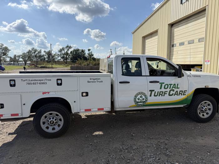 TTC irrigation service truck at the shop