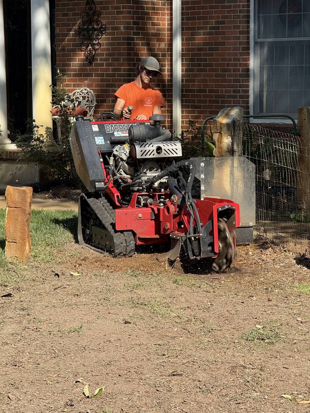 Stump grinder at work