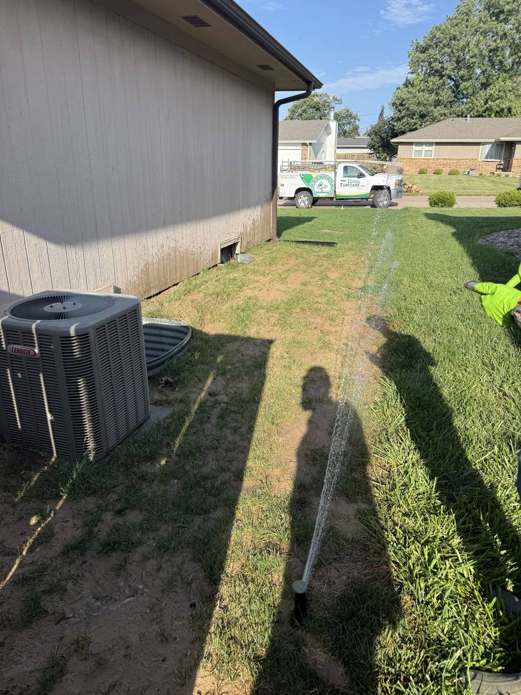 New line trenched along a house